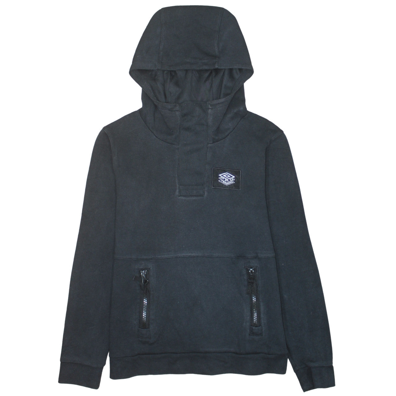 Umbro Mens Black Pullover Hoodie L Logo Fleece Sportswear