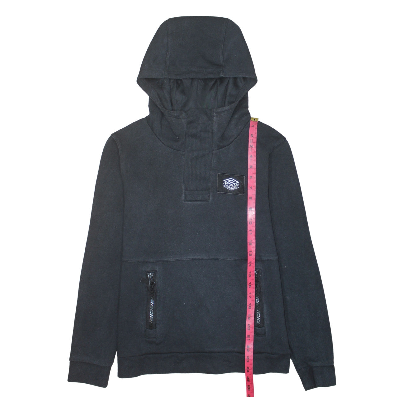 Umbro Mens Black Pullover Hoodie L Logo Fleece Sportswear