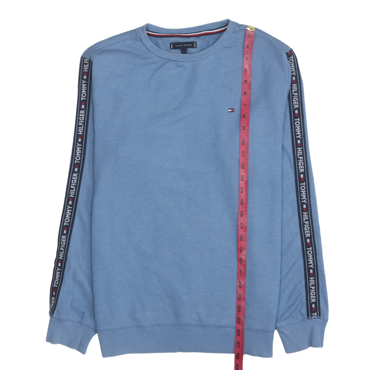 Tommy Hilfiger Men Blue XL Pullover Sweatshirt Logo Tape Crew Neck