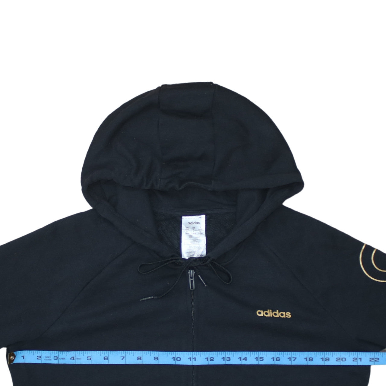 Adidas Women's Black Full Zip Hoodie Size L 16-18 Logo Print