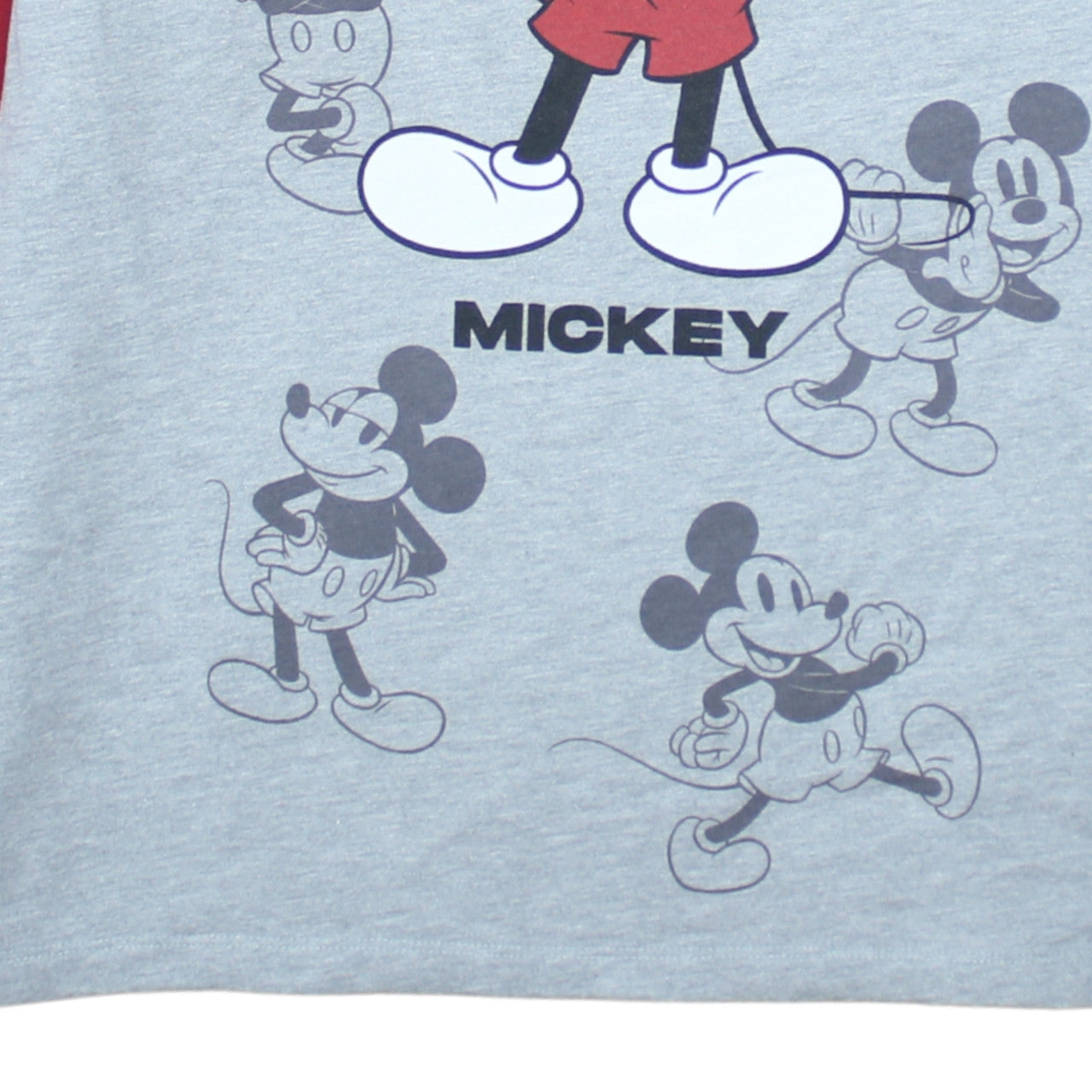 Disney Women Grey Red Long Sleeve Mickey Mouse Pullover Sweatshirt Size L