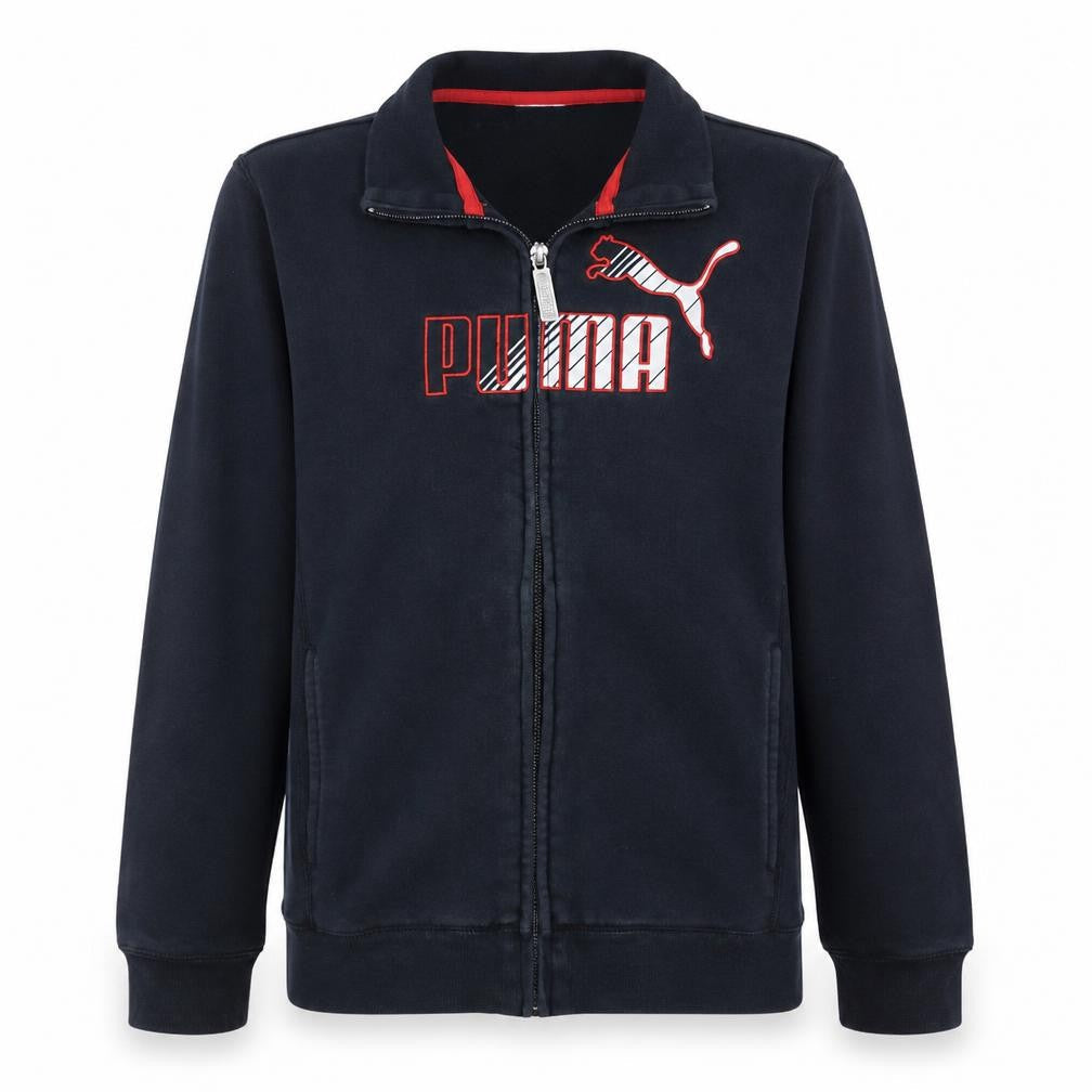 Puma Boys Black Track Jacket Size 12 Years Full Zip Cotton Blend