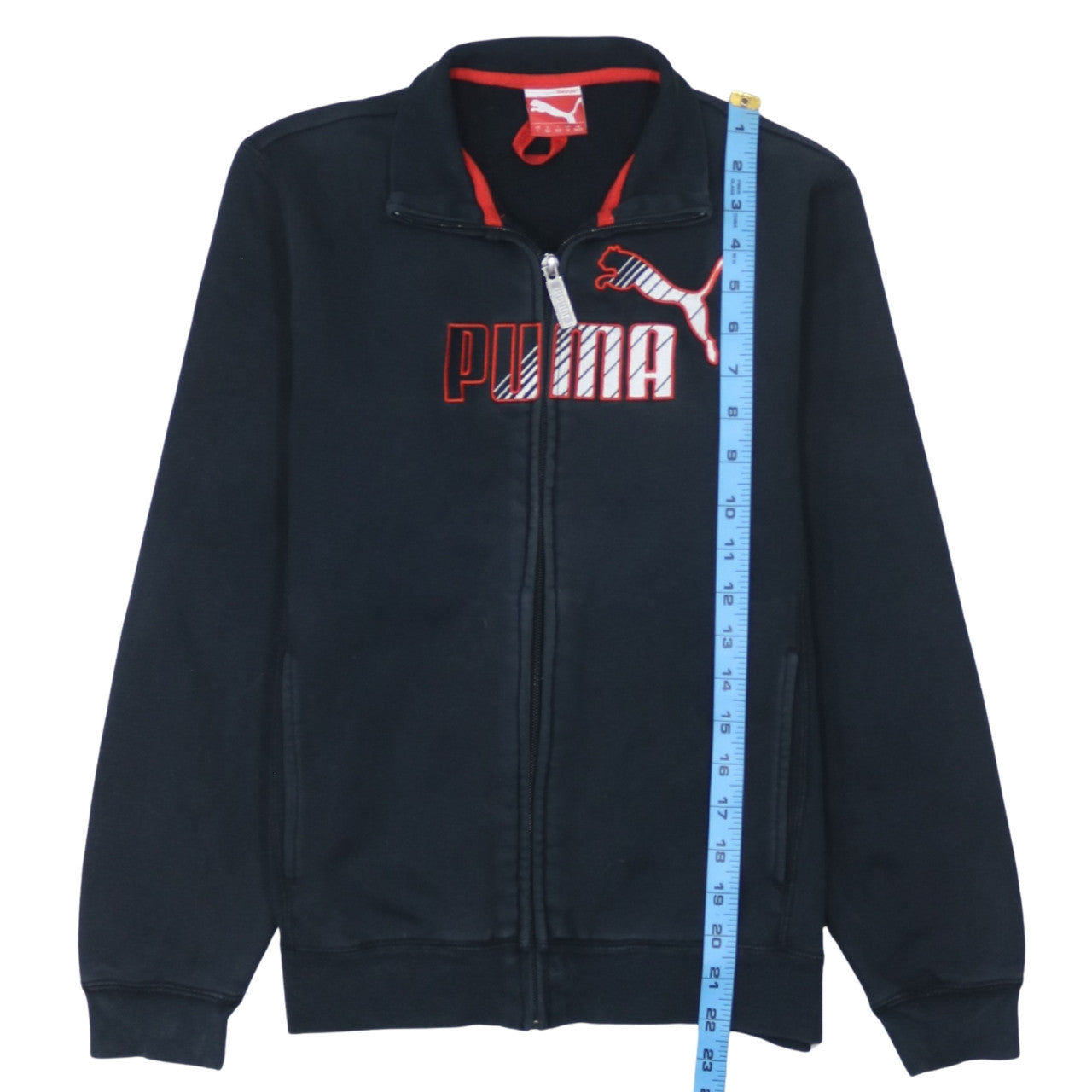 Puma Boys Black Track Jacket Size 12 Years Full Zip Cotton Blend