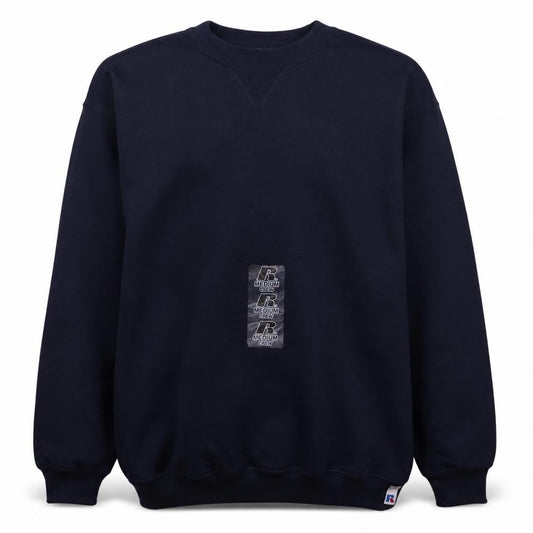 Front view of Russell Athletic boys’ black medium pullover crew neck sweatshirt