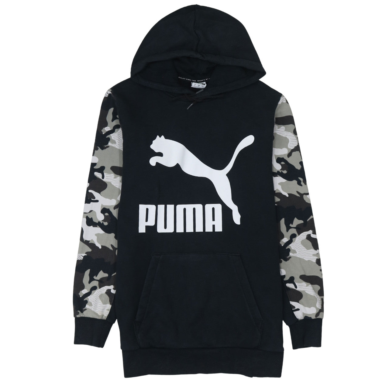 Puma Men Black Camouflage Sleeve Pullover Hoodie Size S