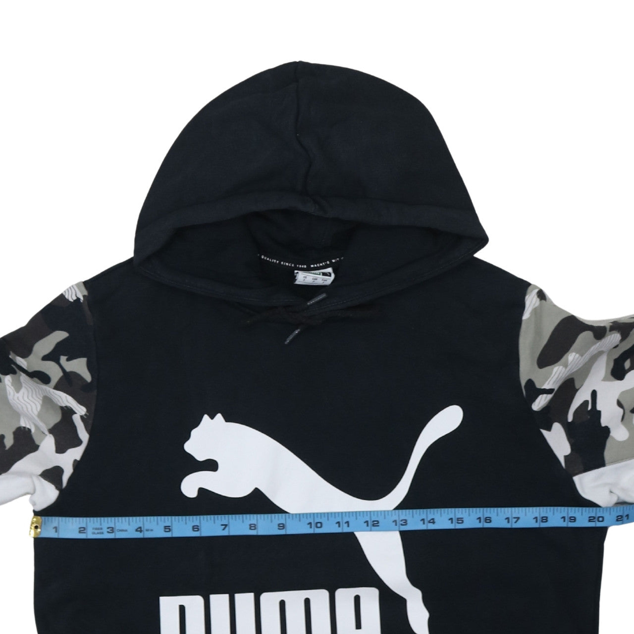 Puma Men Black Camouflage Sleeve Pullover Hoodie Size S