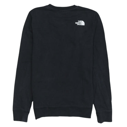 Brand and care label for The North Face boys’ black xl pullover crew neck graphic sweatshirt