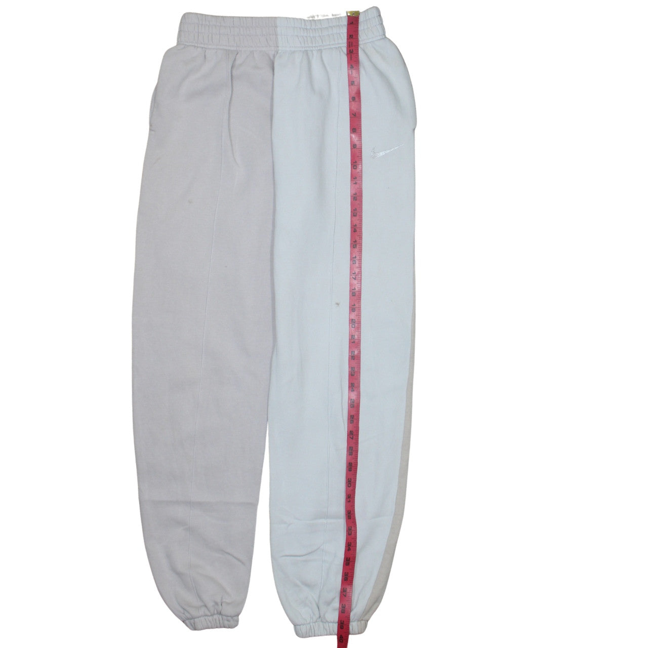 Nike Women Beige & White Colourblock Fleece Joggers Size S