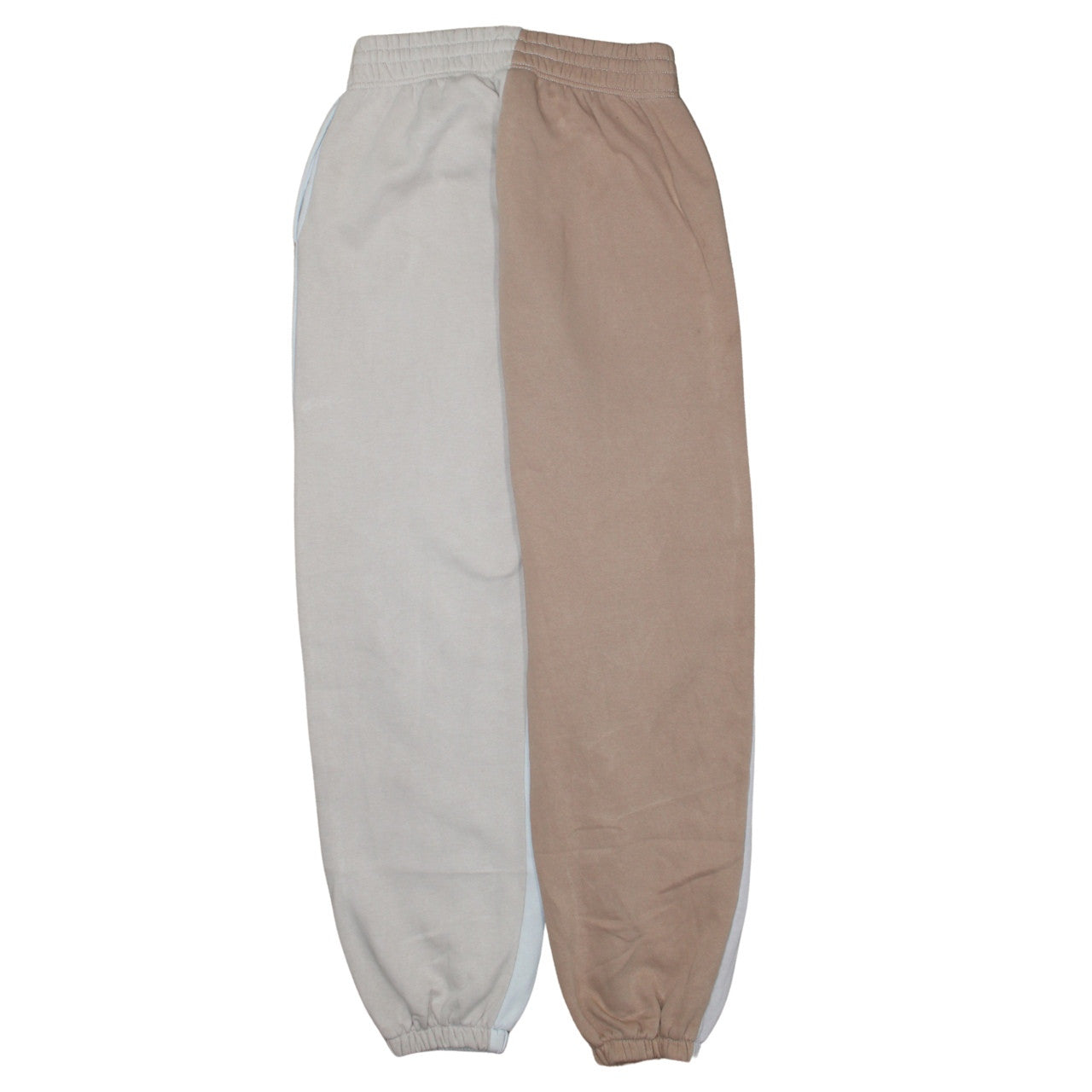 Nike Women Beige & White Colourblock Fleece Joggers Size S