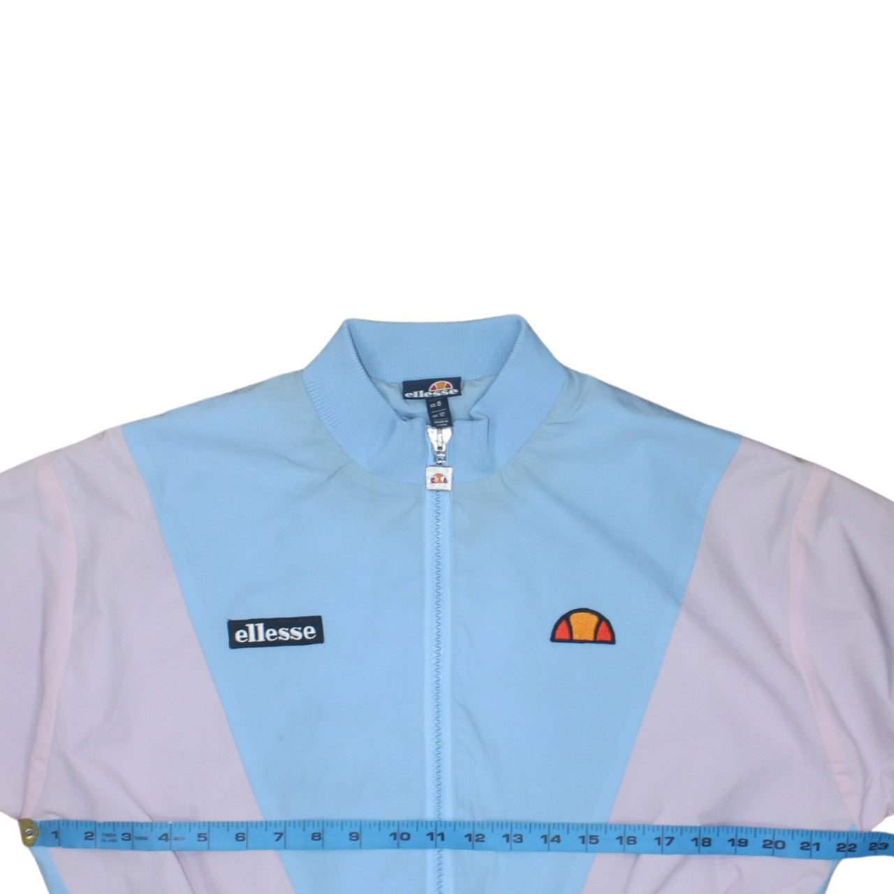 Ellesse Women's Blue Cropped Bomber Jacket UK 12 Retro Lightweight