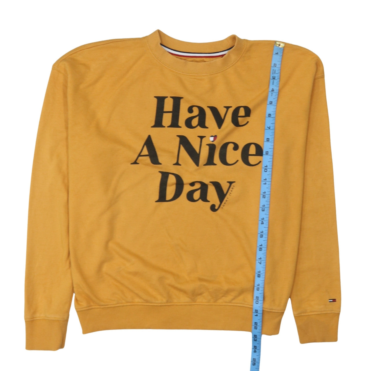 Tommy Jeans Womens Yellow Graphic Pullover Sweatshirt Size S