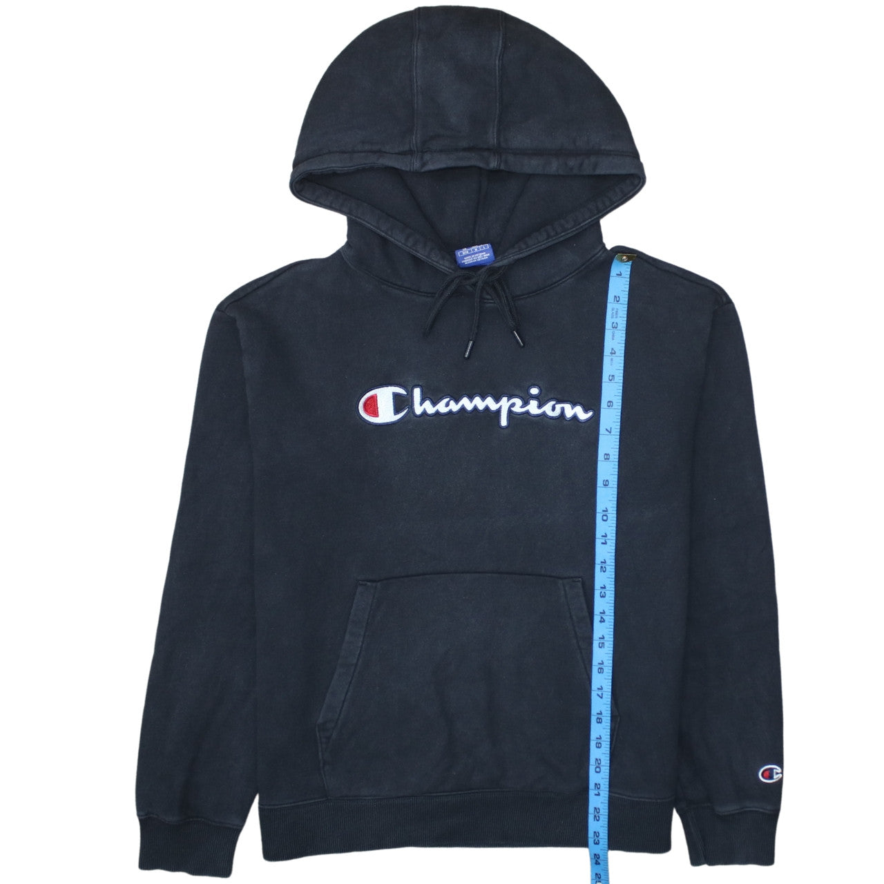 Champion Men's Black Embroidered Logo Pullover Hoodie Size M