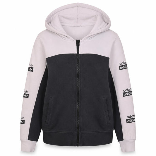 Adidas Womens Grey & White Full Zip Hoodie Size 10 UK