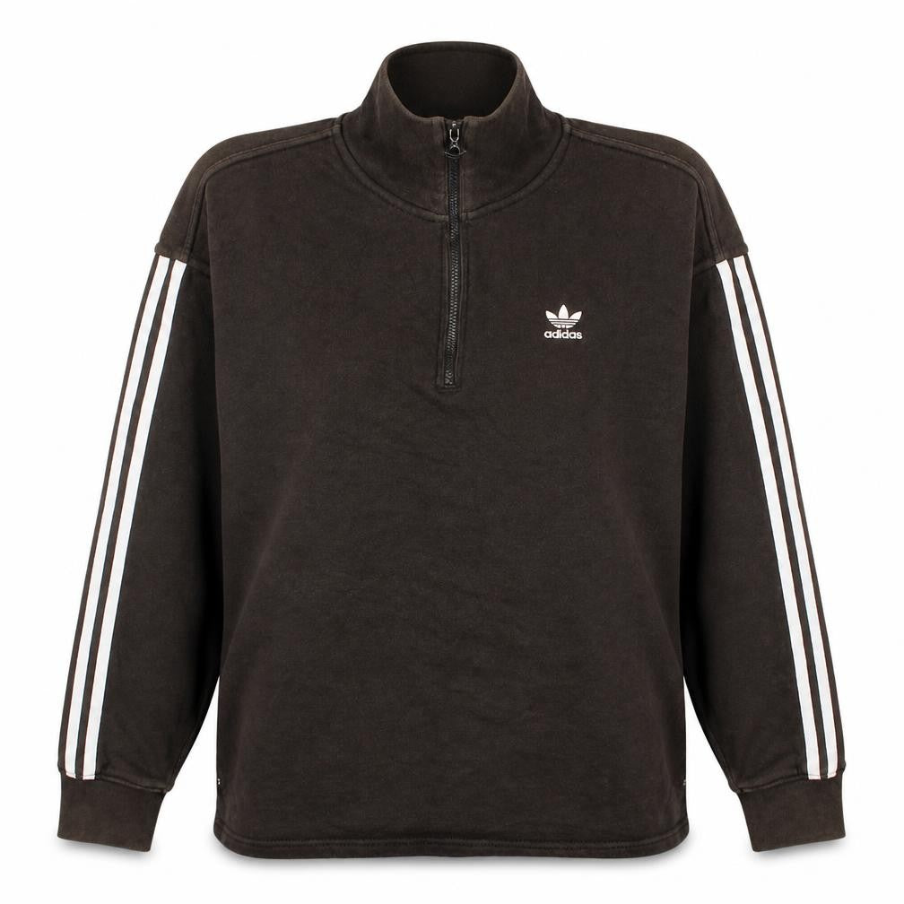 Adidas Womens Black 1/2 Zip Sweatshirt Size 12 Logo Detail