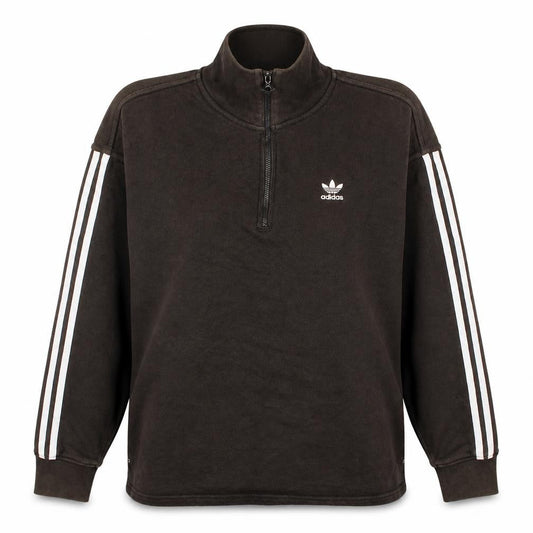 Adidas Womens Black 1/2 Zip Sweatshirt Size 12 Logo Detail