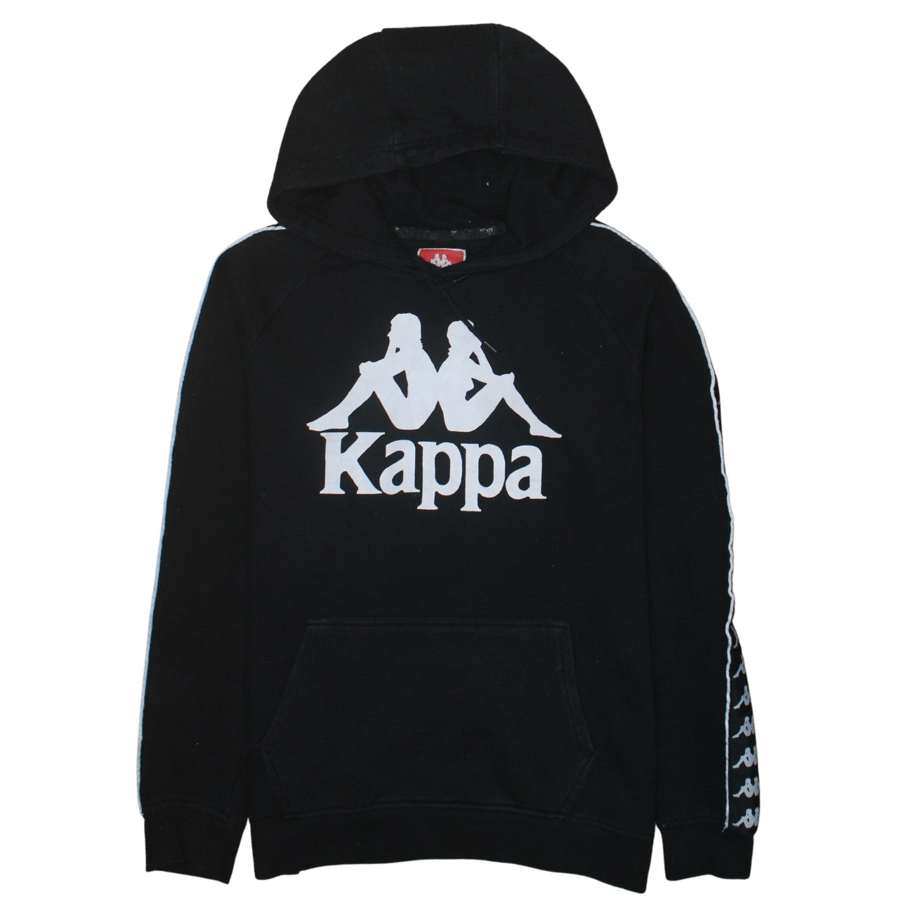 Kappa Men’s Black Large Pullover Hoodie with Logo Tape Sleeve