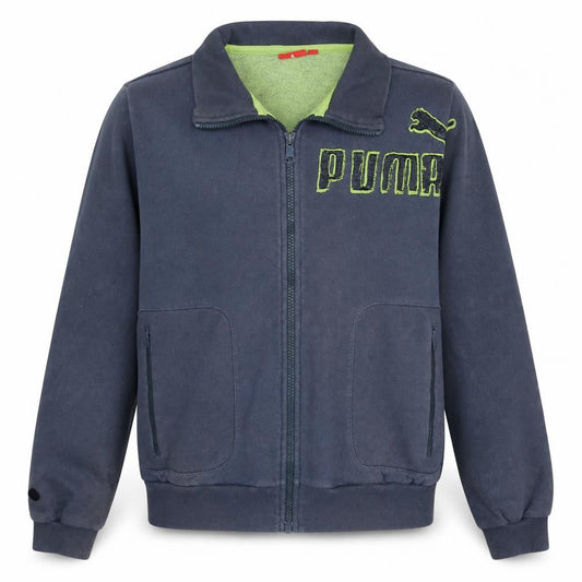 Puma Men's Blue L Track Jacket Full Zip Cotton Blend Sportswear