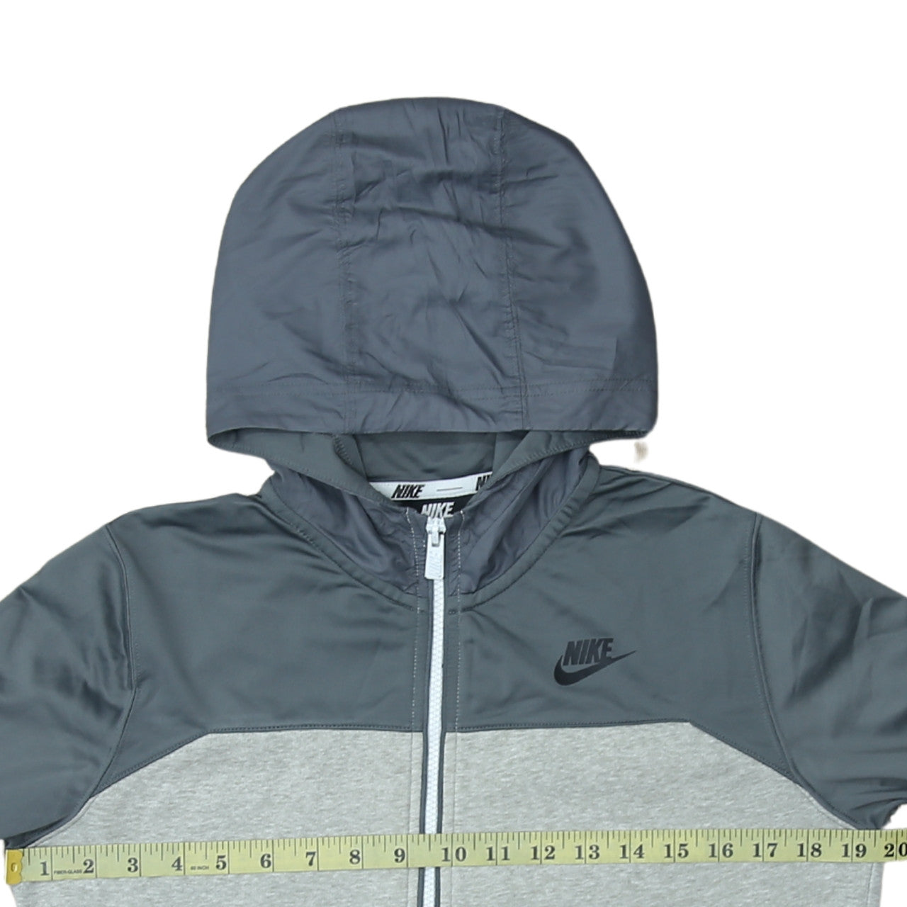 Nike Boys Grey Full Zip Hoodie XL 158-170cm Colourblock Sportswear