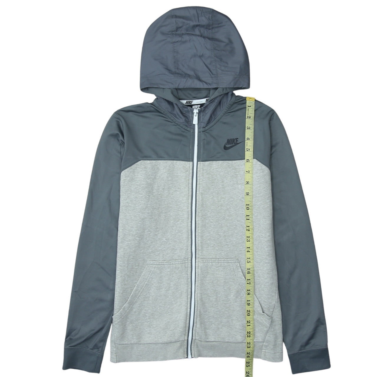 Nike Boys Grey Full Zip Hoodie XL 158-170cm Colourblock Sportswear