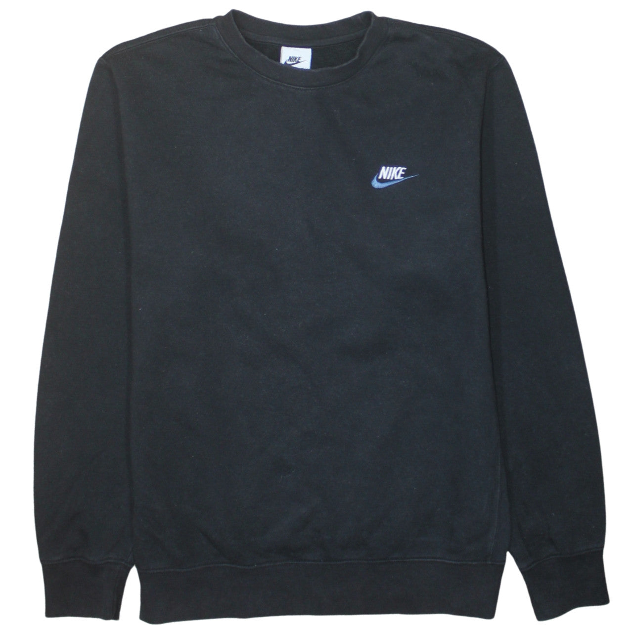 Nike Men's Black Small Crew Neck Pullover Sweatshirt Logo Fleece