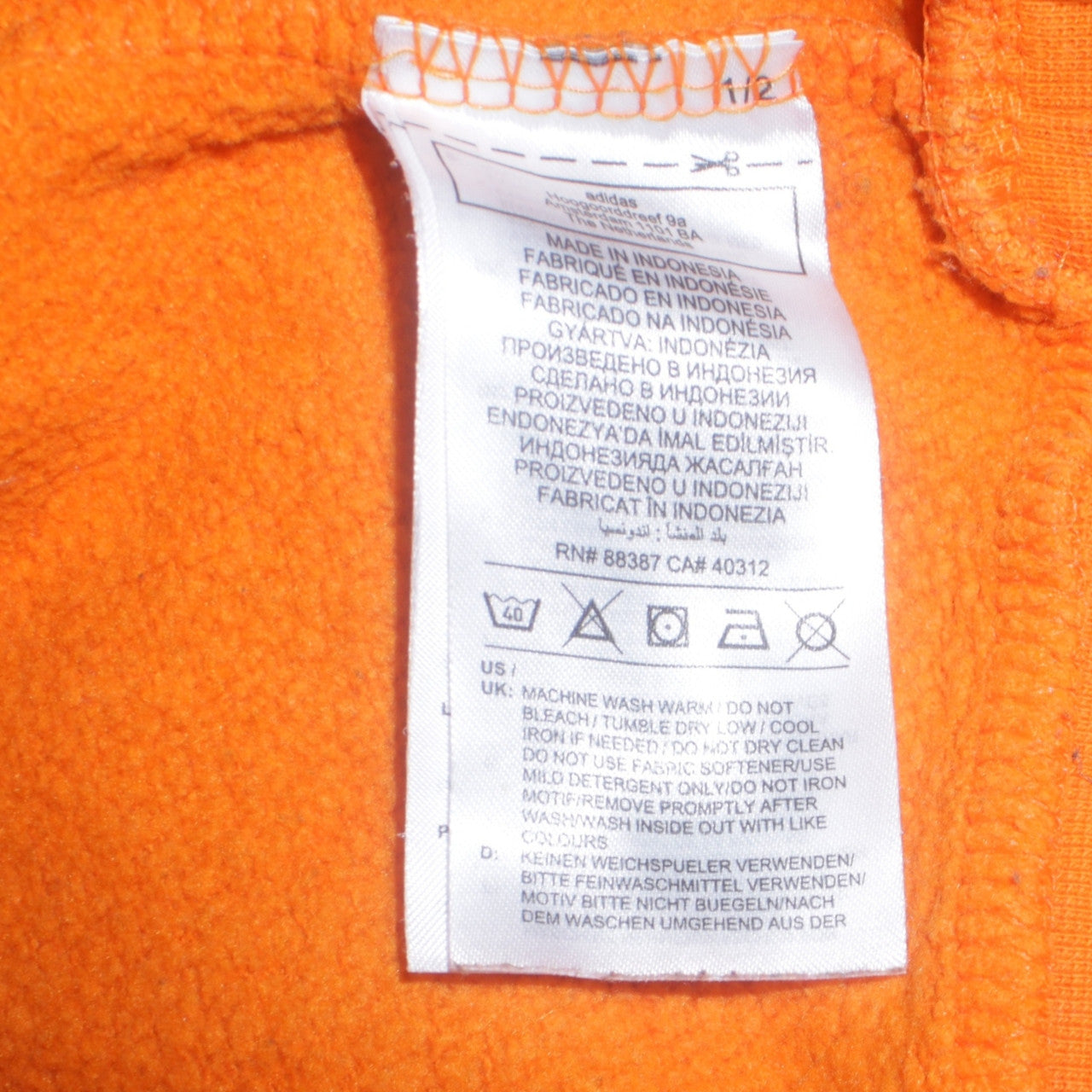 Adidas Boys Orange Hooded Pullover Sweatshirt 13-14 Years Classic Fit