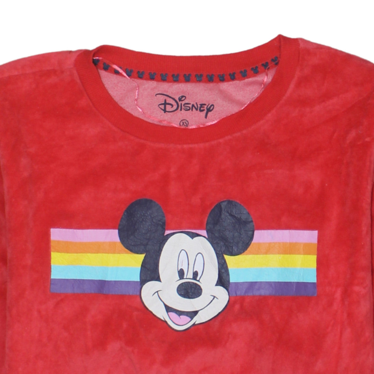 Disney Womens Red Velour Mickey Mouse Pyjama Top XS