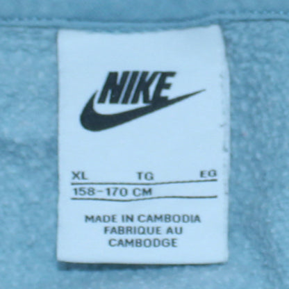 Close-up detail of Nike boys’ blue pullover hoodie xl lightweight fleece sweatshirt