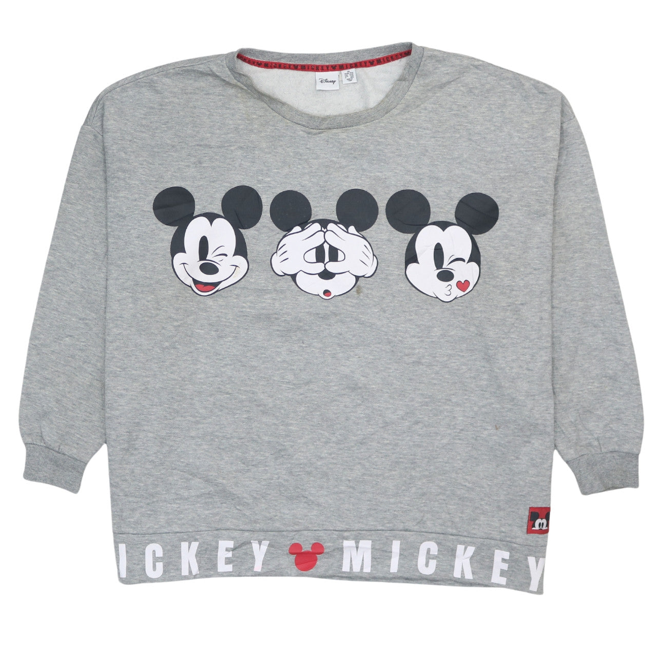 Disney Womens Grey Mickey Mouse XL Pullover Sweatshirt
