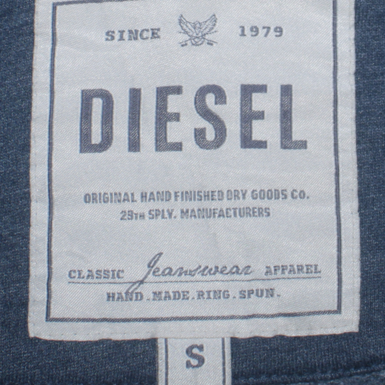 Diesel Men's Blue Full Zip Hoodie Size S Ring Spun Cotton
