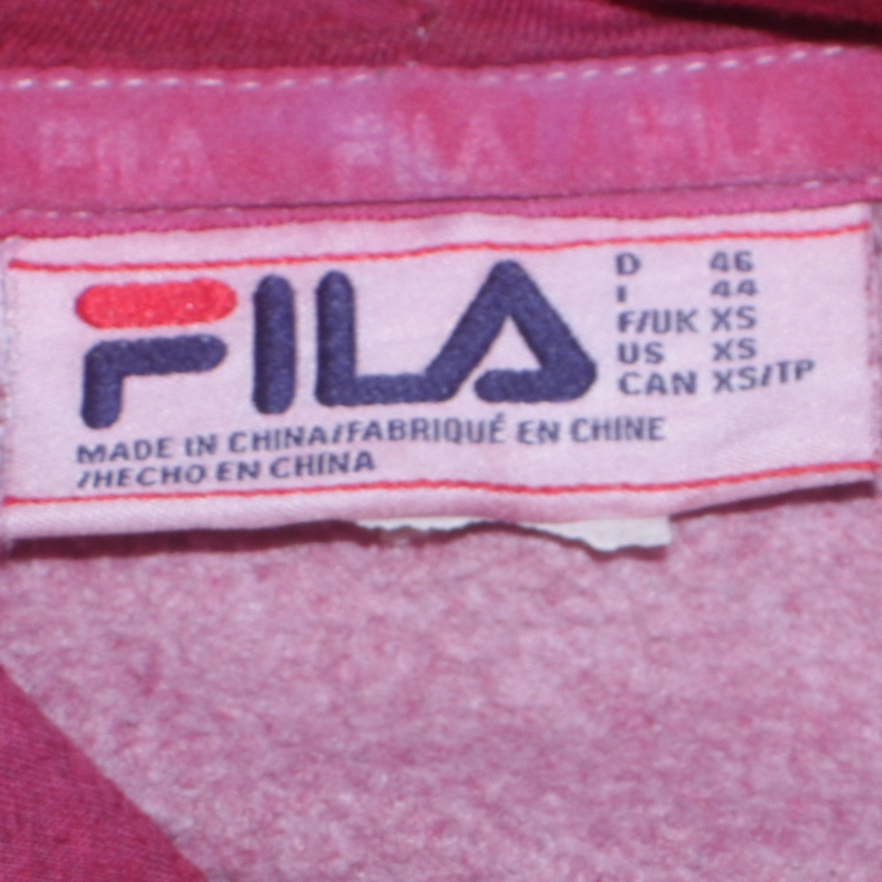 FILA Womens Burgundy Pullover Hoodie XS Logo Print Cotton Blend