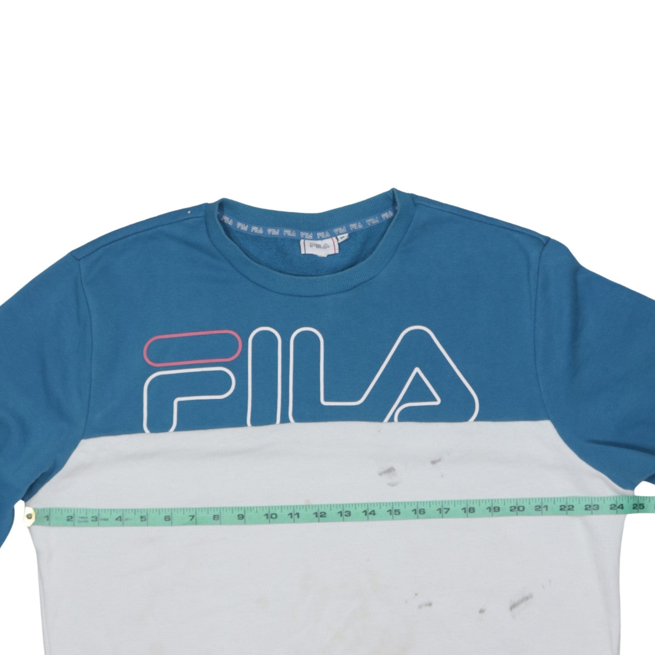 Fila Men Blue White Logo Pullover Sweatshirt XL Regular Fit