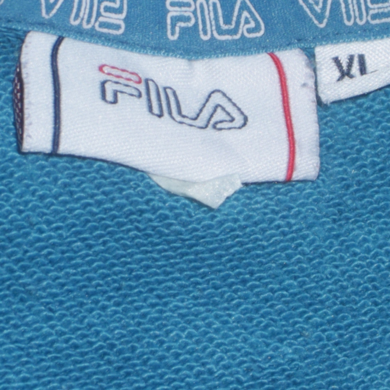 Fila Men Blue White Logo Pullover Sweatshirt XL Regular Fit