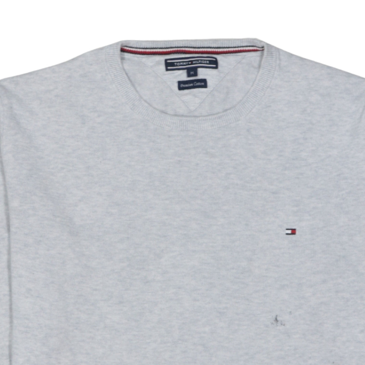 Tommy Hilfiger Men's Grey Cotton Crew Neck Jumper Size M
