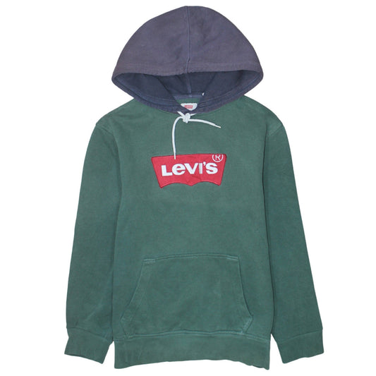 Levi's Men's Green Pullover Hoodie Size S Logo Fleece Sweatshirt