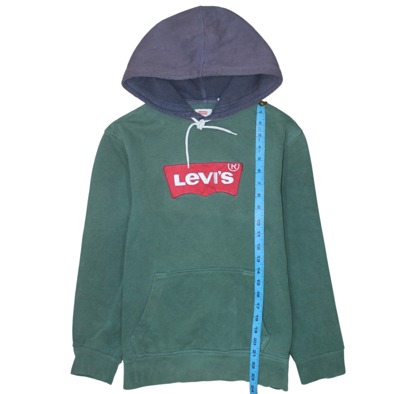 Levi's Men's Green Pullover Hoodie Size S Logo Fleece Sweatshirt