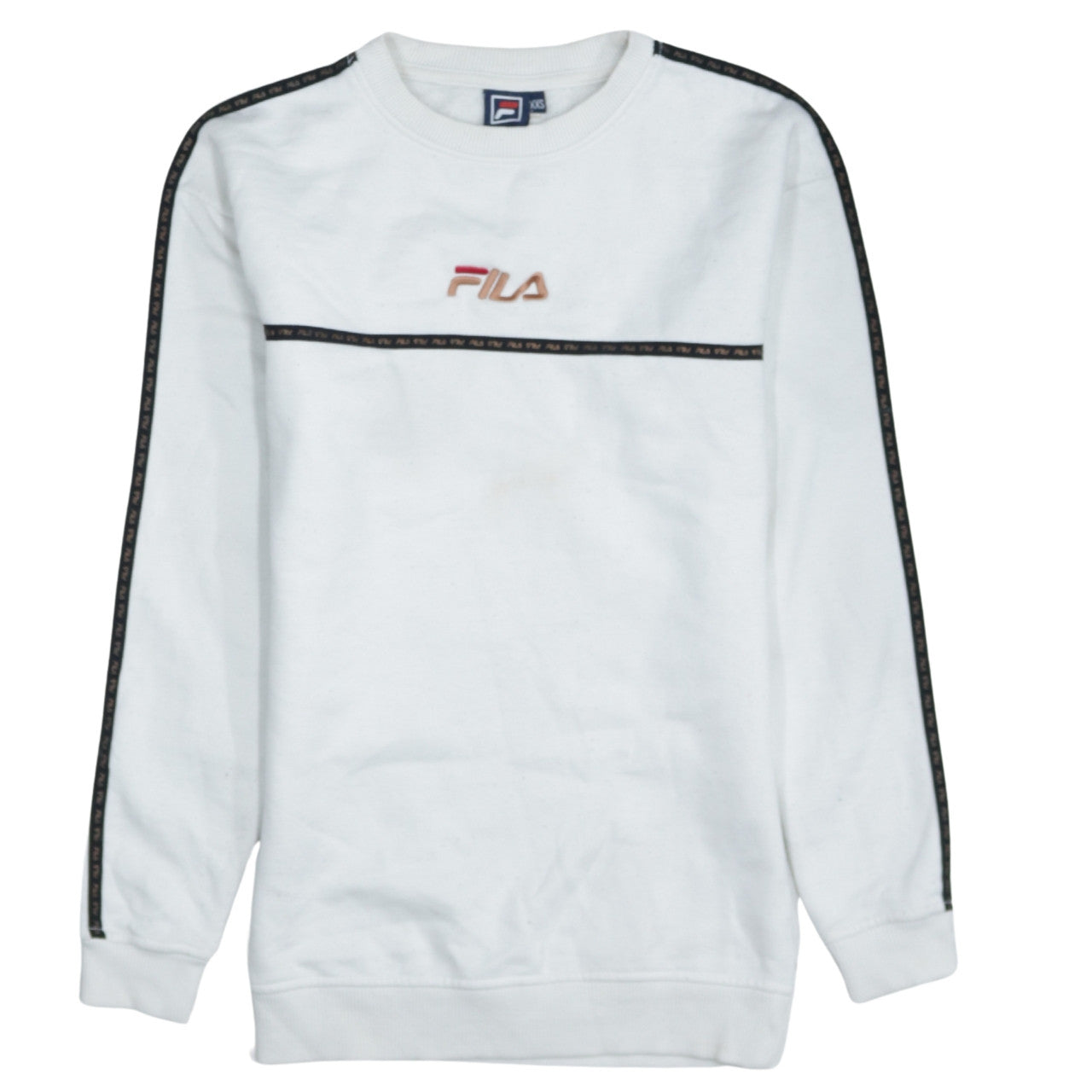 FILA Men's White Pullover Sweatshirt XS Crew Neck Logo Sports Style