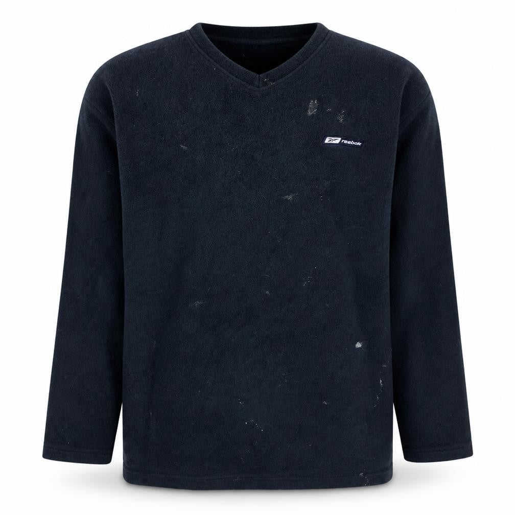 Reebok Mens Blue Fleece V-Neck Pullover Sweatshirt Size L