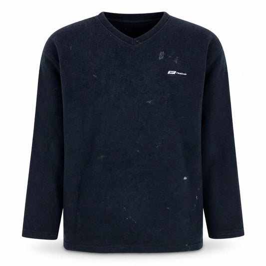Reebok Mens Blue Fleece V-Neck Pullover Sweatshirt Size L