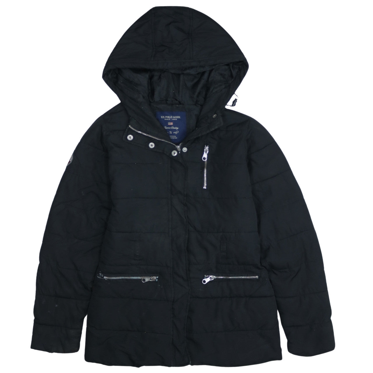 U.S. Polo Assn. Men's Black Hooded Puffer Jacket Size S