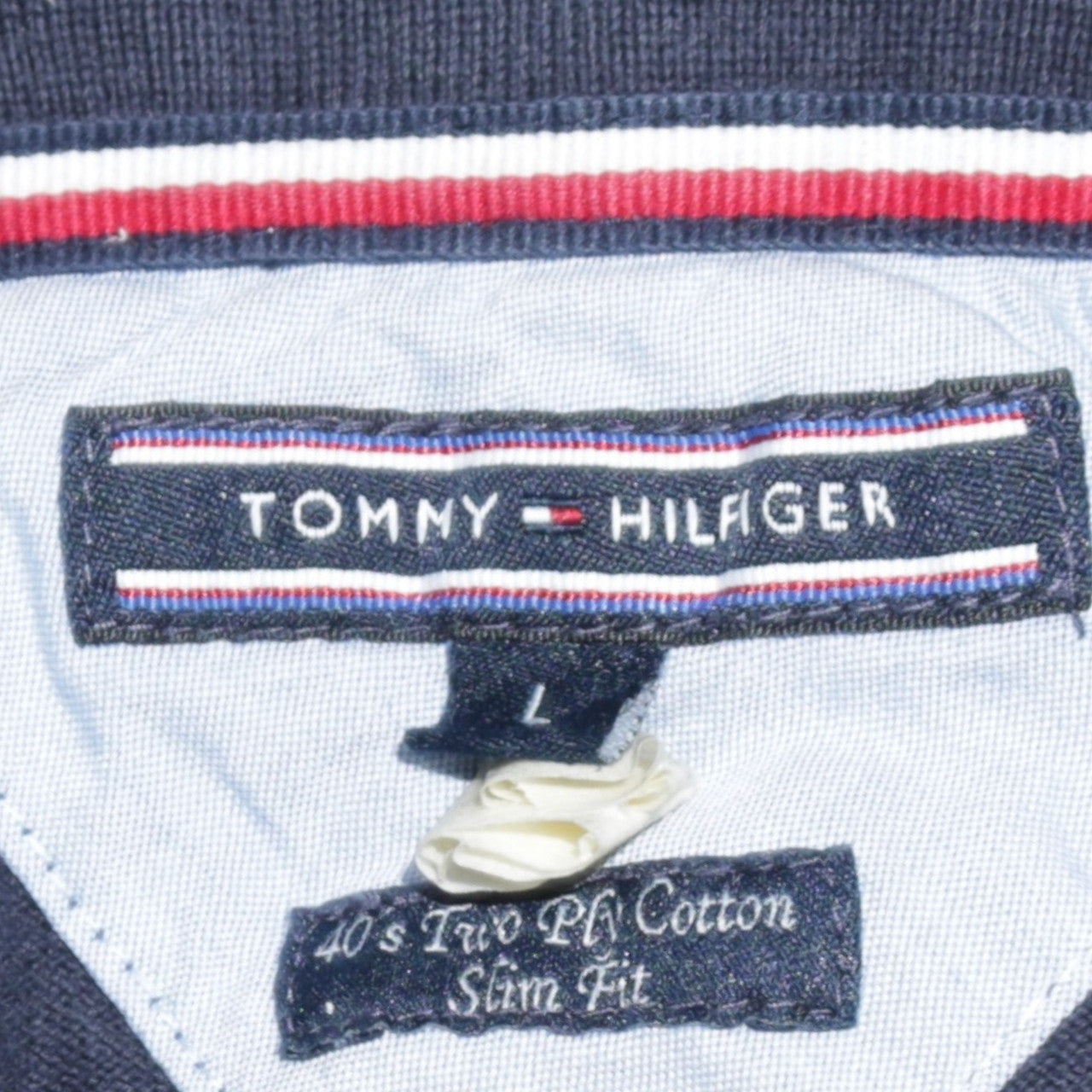 Tommy Hilfiger Men's Navy Blue Slim Fit Cotton Polo Shirt L