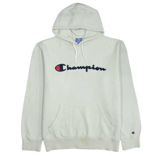 Champion Men’s Beige XL Pullover Hoodie Embroidered Logo Fleece