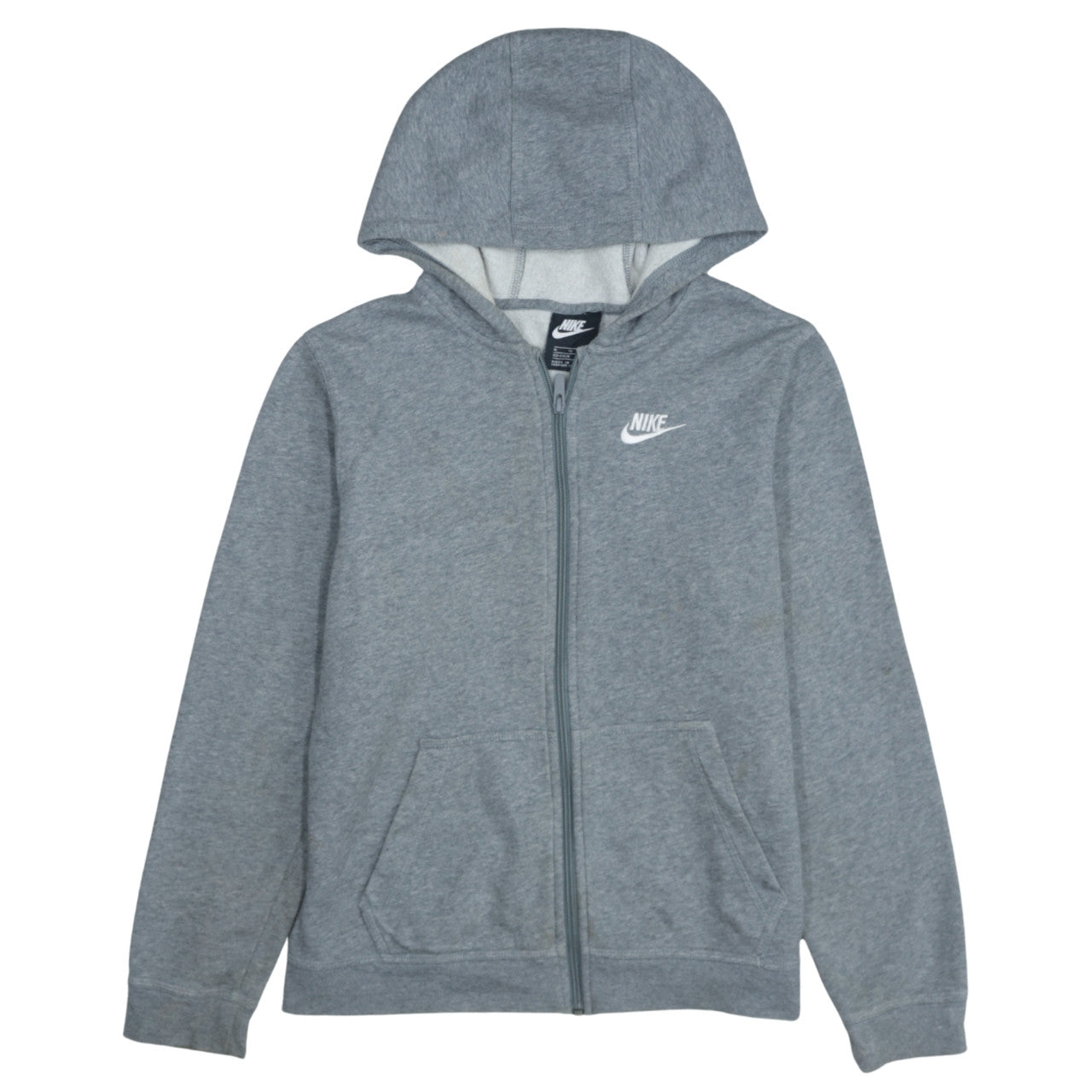 Nike Boys Grey Full Zip Hoodie Sweatshirt XL 158-170cm Classic Fleece