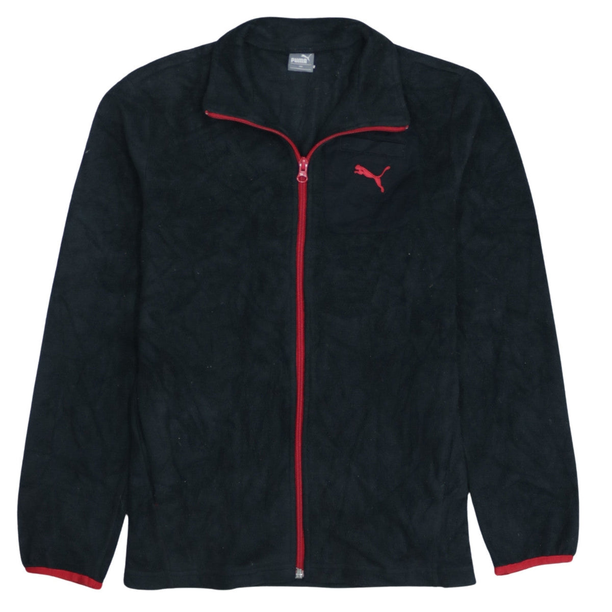 Puma Boys Black Red Fleece Full Zip Track Jacket Size 12 Years