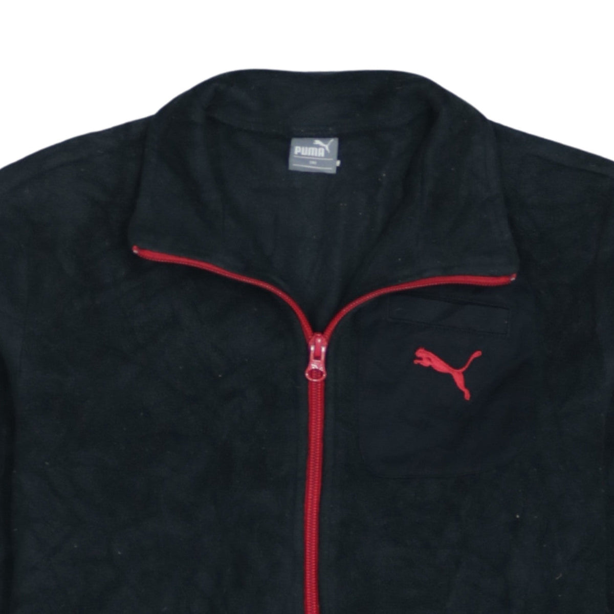 Puma Boys Black Red Fleece Full Zip Track Jacket Size 12 Years