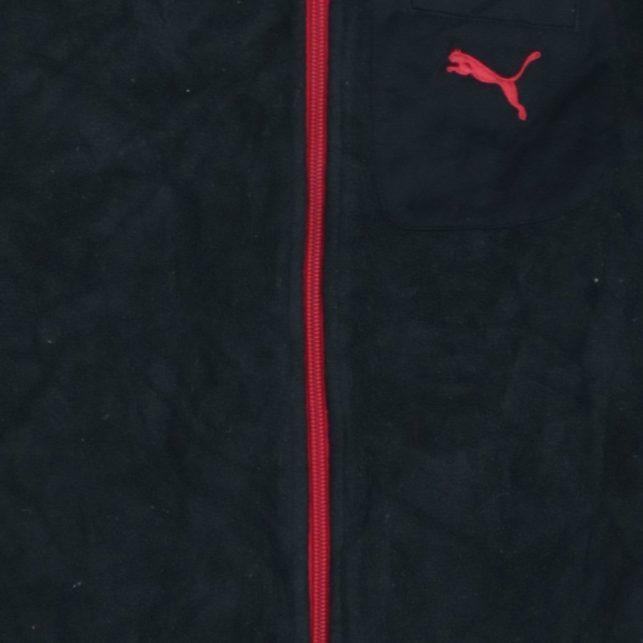 Puma Boys Black Red Fleece Full Zip Track Jacket Size 12 Years