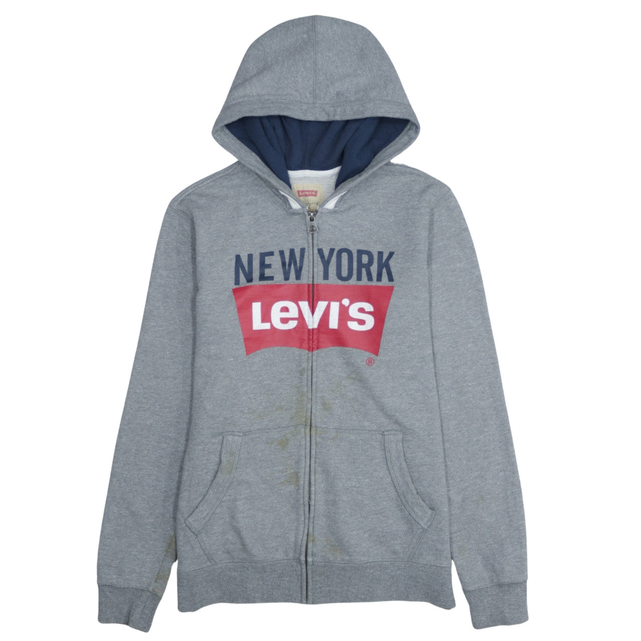 Levi's Boys Grey Full Zip Hoodie Size 16 Graphic Logo New York Design
