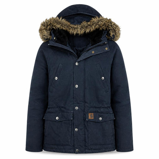 Carhartt Women's Navy Hooded Parka XS Faux Fur Trim Winter Coat