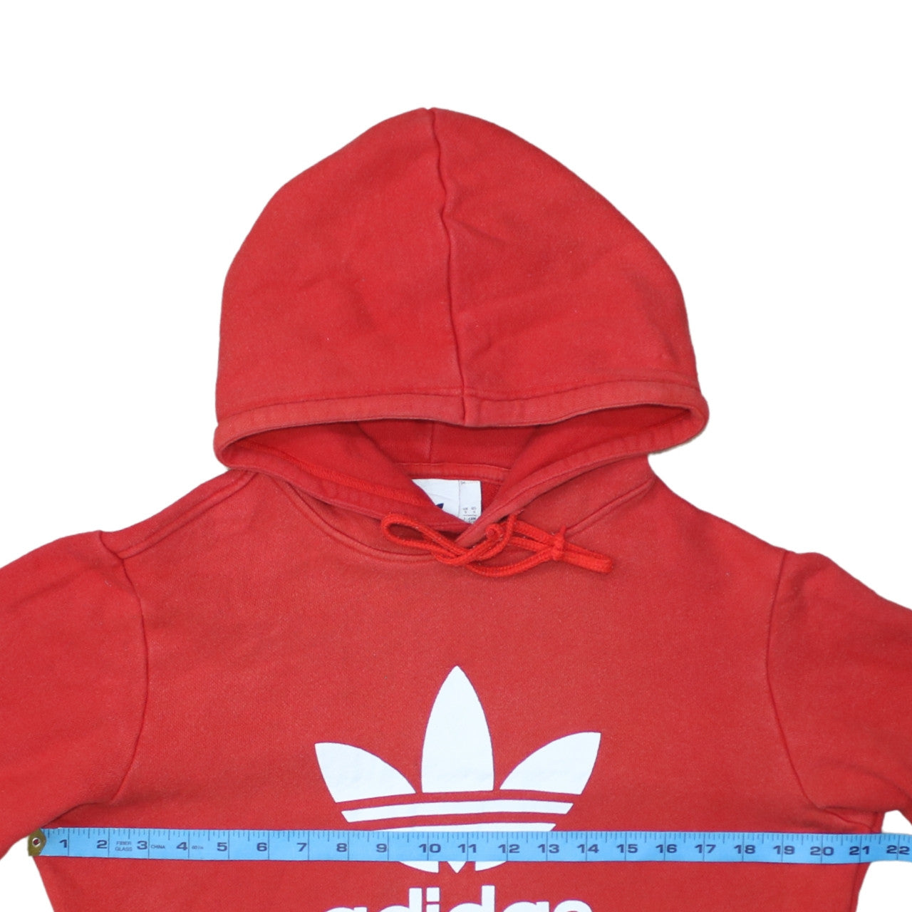 Adidas Mens Red Pullover Hoodie Size S Logo Fleece Sweatshirt