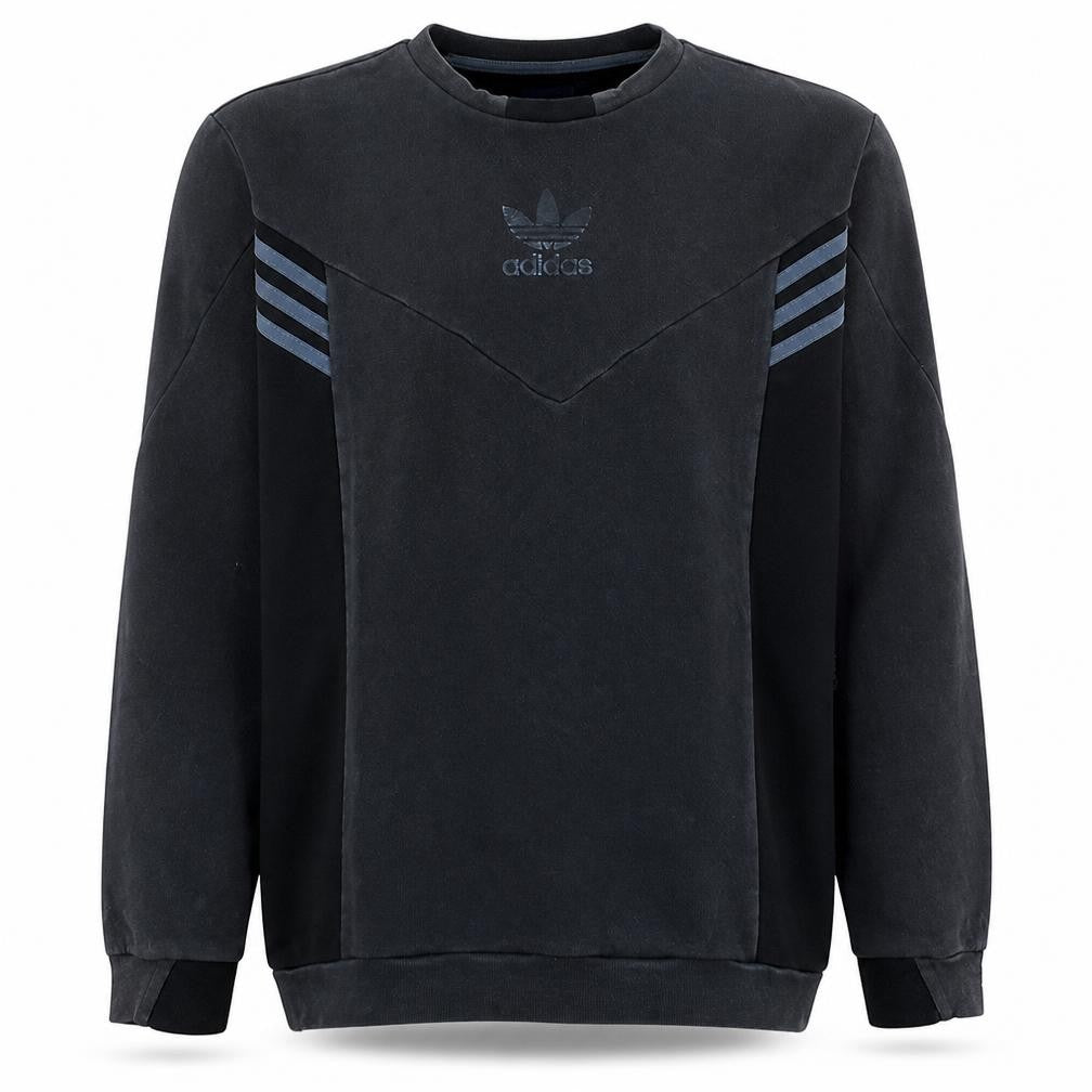 Adidas Men Black Crew Neck Long Sleeve Pullover Sweatshirt L