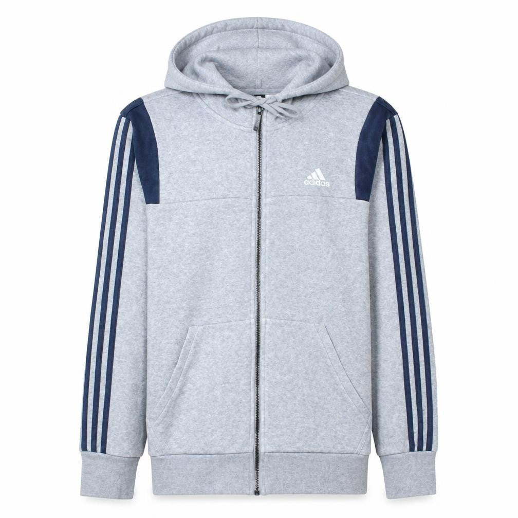 Adidas Men Grey Full Zip Hoodie M Classic Sports Style